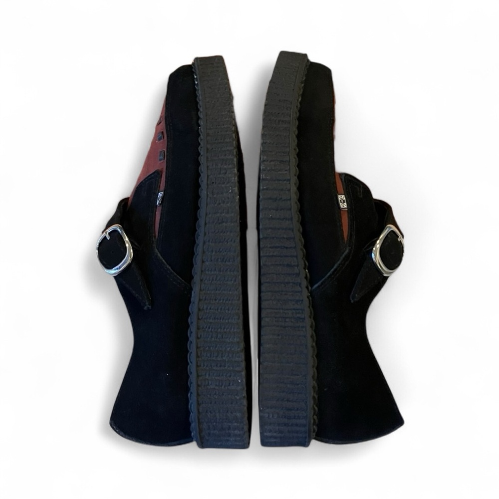 Tuk Black & Burgundy Suede Pointed Buckle Creeper Women’s 9 Men’s 7 Style A9592 - Picture 13 of 16